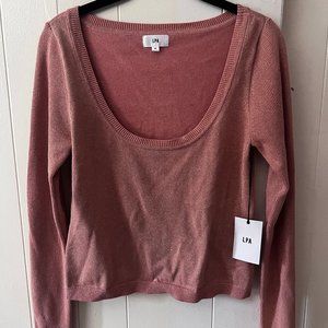 LPA Glitter Pink Scoop Neck Top
